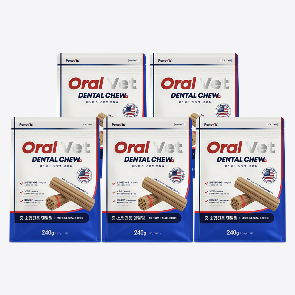 페노비스 강아지 껌 덴탈츄 치석제거 오랄벳 덴탈츄 중소형견, 240g, 5개