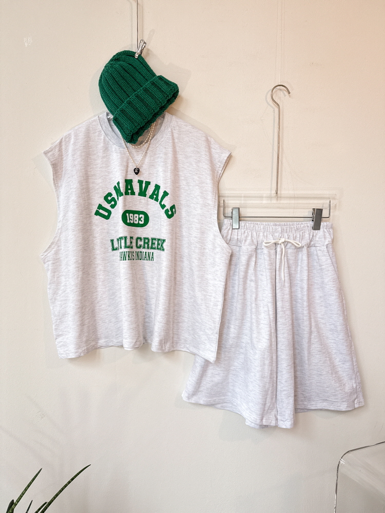 루즈핏 쭈리 나시 버뮤다 팬츠 트레이닝세트