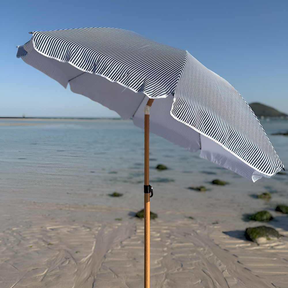 [네이비 스트라이프 파라솔] 해변 캠핑용 UV차단 각도 높이 조절