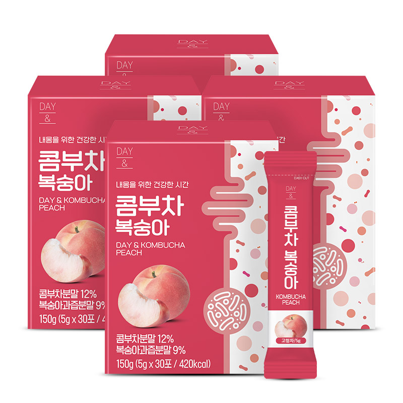 참앤들황토농원 데이앤 콤부차 복숭아맛 5g 복숭아 30개입, 30개입, 4개 - 상품 이미지