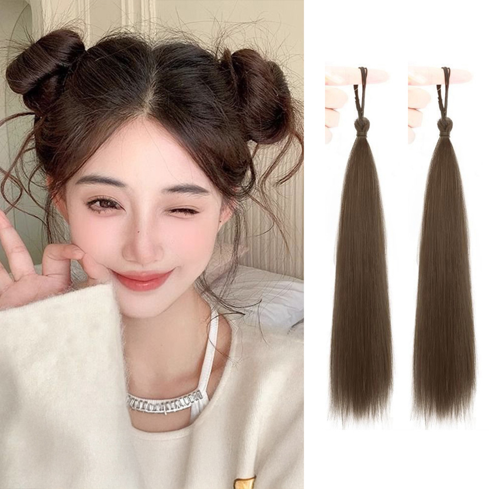 생머리 긴머리 자연스러운 부분 가발 머리끈 포니테일 헤어피스 이미지 8