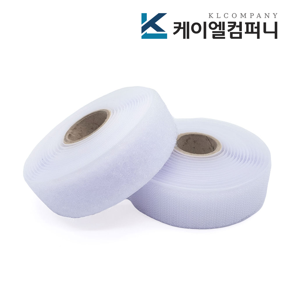 폭 2.5cm 국산 재봉용벨크로 흰색 거칠이 보들이 1미터씩 세트 - 상품 이미지