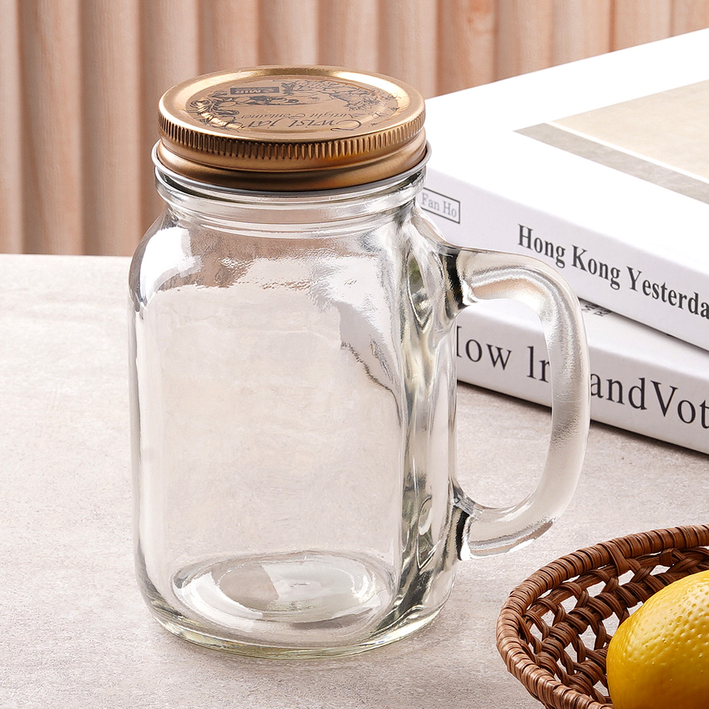 아바 드링크자 카페 뚜껑 손잡이 유리컵 아이스 커피잔 600ml, 1개, 밀폐 - 상품 이미지