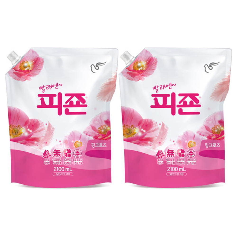 피죤 핑크로즈 리필 2100ml 2개 - 상품 이미지