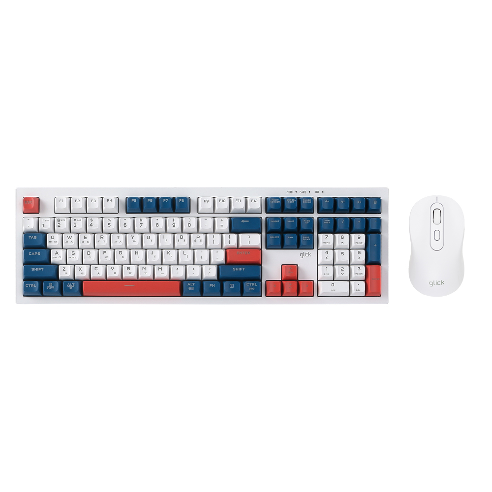 지클릭커 오피스프로 WMK90 사일런스 M 무소음 무선 블루투스 키보드 마우스 세트 108 Gun dam