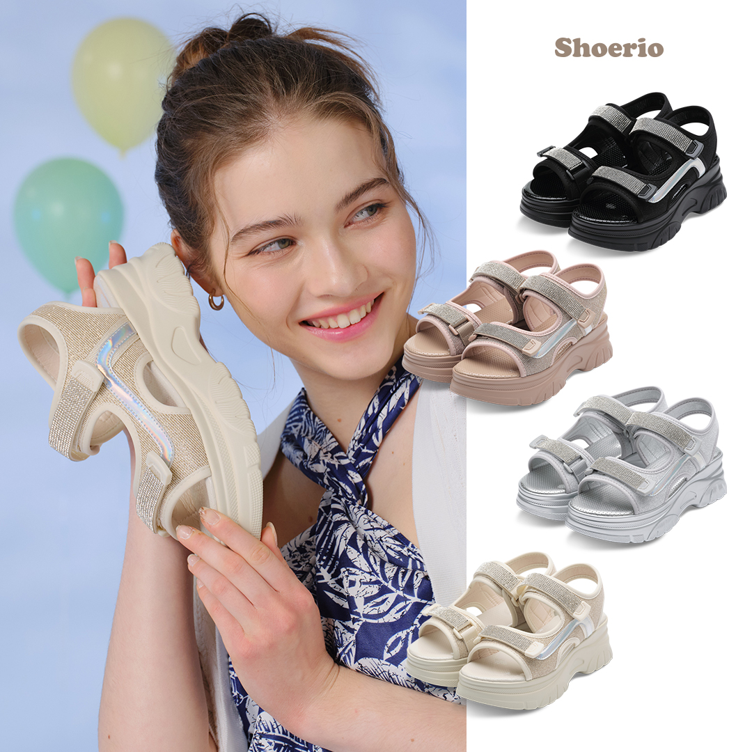 슈리오 키높이 큐빅 스트랩 통굽 여성 샌들