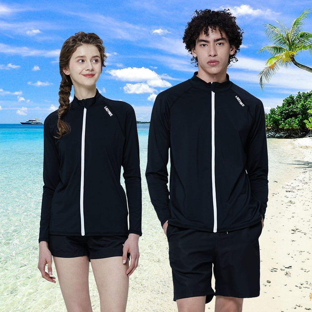 여성 남자 래쉬가드 세트 커플 수영복 루즈핏 빅사이즈 집업 오버핏 블랙 Z001