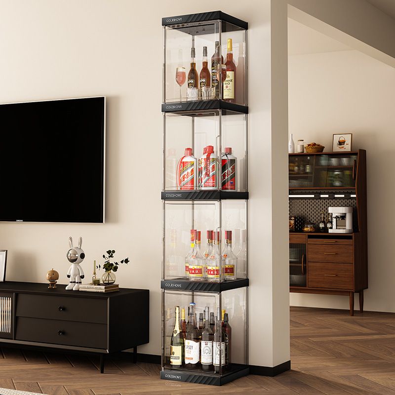 위스키장식장 거실 양주 와인 진열장 LED 디스플레이 블랙 / 3단 / LED 3개