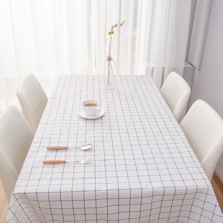 식탁보 사각 체크 방수 테이블보 PEVA 식탁보 137x90cm