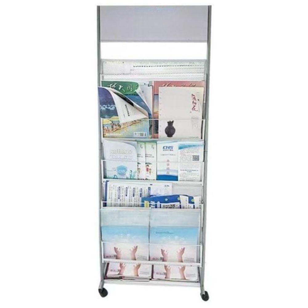 매거진 랙 철제 거치대 가판대 카달로그 선반 꽂이 진열대 신문 블랙 4단 35x40x158cm - 상품 이미지