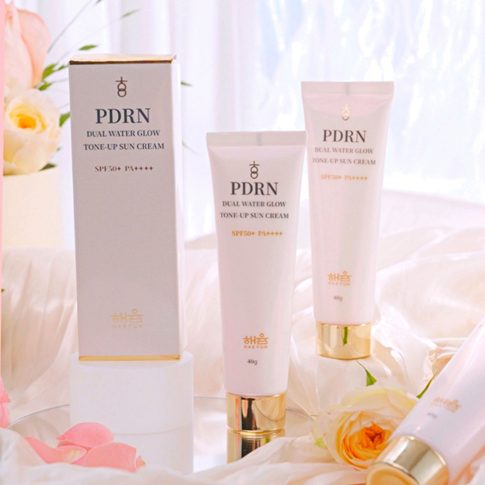 해윰 PDRN 듀얼 톤업 선크림 피부커버 미백 주름개선 썬크림 SPF50+ 40g 3개 - 상세 이미지 2