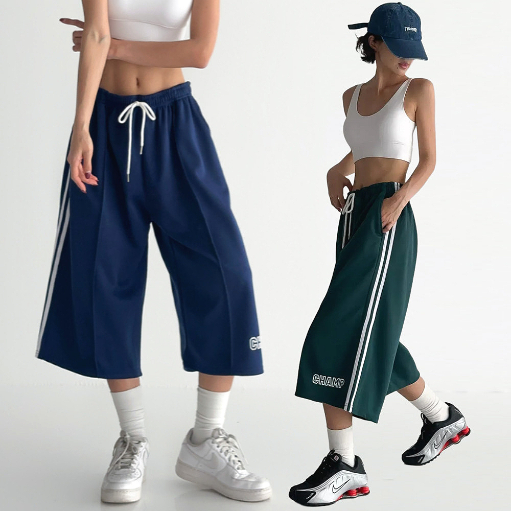 와이드 버뮤다팬츠 빅사이즈 반바지 트레이닝 밴딩 츄리닝 여자여름바지 트랙팬츠