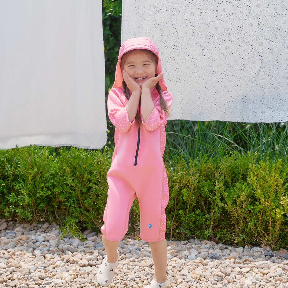 스플래쉬어바웃 쇼티 웻슈트 핑크도티 4계절 체온보호 어린이웻슈트 키즈수영복