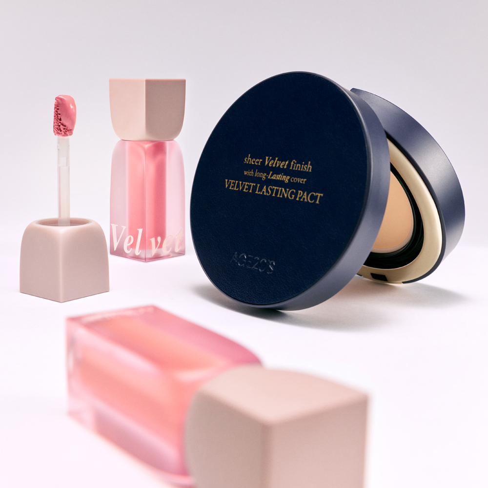 에이지투웨니스 벨벳 래스팅 팩트 14g 본품+리필 (SPF50+) + 벨벳 헤이즈 블러셔 4.2ml 2종세트 (+파우치, 미니 블러셔 & 핑거퍼프 ) - 상세 이미지 2