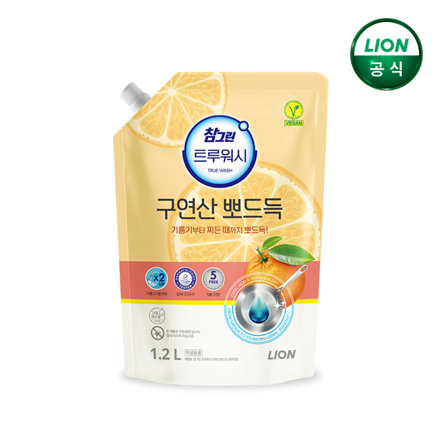 참그린 구연산 뽀드득 주방세제 오렌지향 1.2L 리필 - 상품 이미지