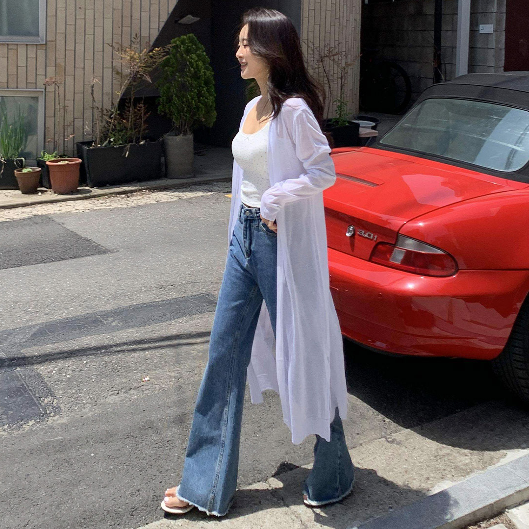 얇은 비치 로브 가디건 여름 롱가디건 시스루