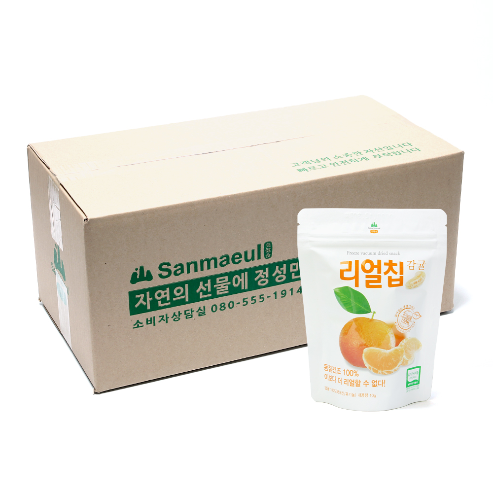 리얼칩 감귤 벌크 (10gx30개) 유기농 국내산 동결건조 과일 감귤칩 - 상품 이미지