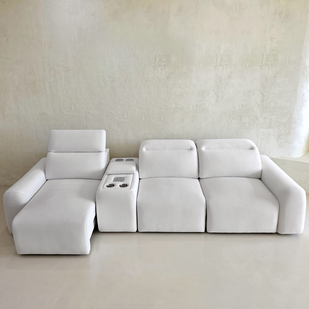 스코나 레이프 모션 슬라이딩 타이보 아쿠아텍스 리클라이너 소파 스툴미포함, 연그레이, 컵홀더 4인용