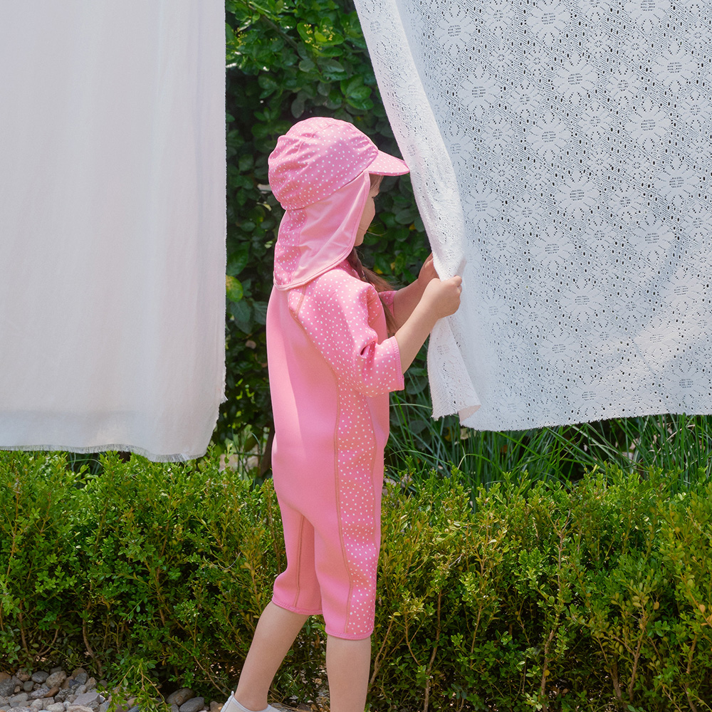 스플래쉬어바웃 쇼티 웻슈트 핑크도티 4계절 체온보호 어린이웻슈트 키즈수영복