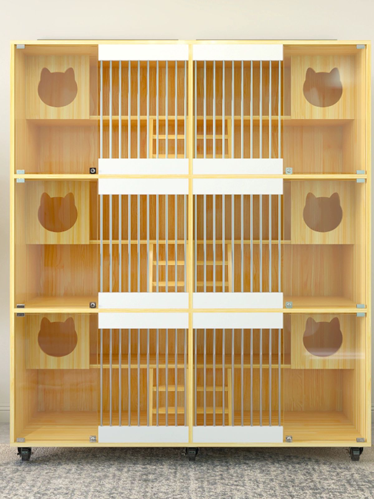 초대형 3층 실내 고양이집 캐비닛형 펫하우스 친환경 난방 아파트 숙소 160x180x60 A - 상품 이미지