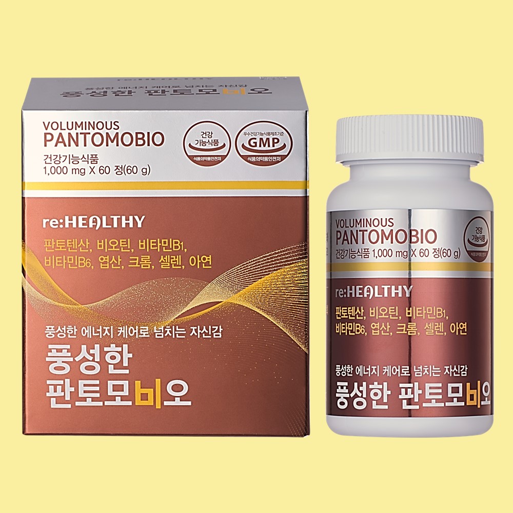 풍성한 판토모비오 남성여성 고함량 비오틴 판토텐산 비타민B군 영양제 효과 60정, 1개