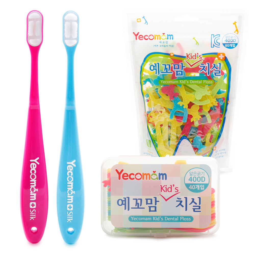 [예꼬반세] 예꼬맘 실크 칫솔 2개 + 치실 120p - 상품 이미지