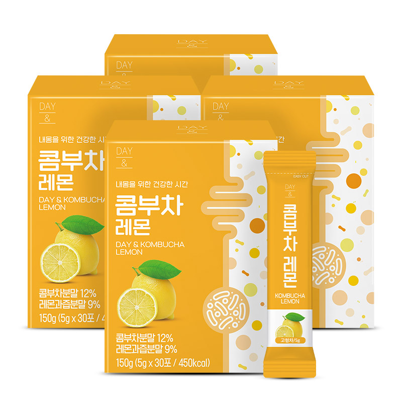 참앤들황토농원 데이앤 콤부차 레몬맛 5g 레몬 30개입, 30개입, 4개 - 상품 이미지