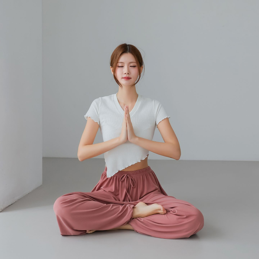 하이웨스트 몸빼 밴딩 와이드 여성 요가바지 요가복 필라테스 팬츠 요가 하렘팬츠 조거바지 - 상세 이미지 4