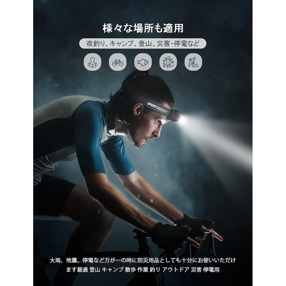 USB 충전식 LED 헤드랜턴 5가지 모드 고휘도 낚시 야간 작업용 - 상세 이미지 2