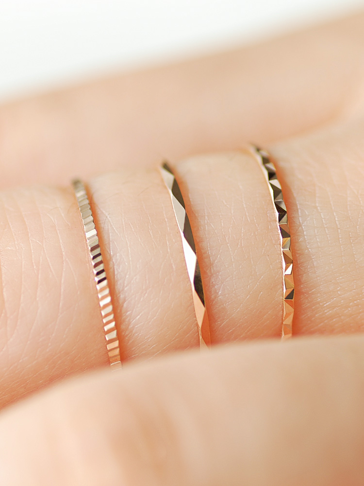 14K18K 하이데일리 레이어드 3종택1 금반지 한푼 컷팅