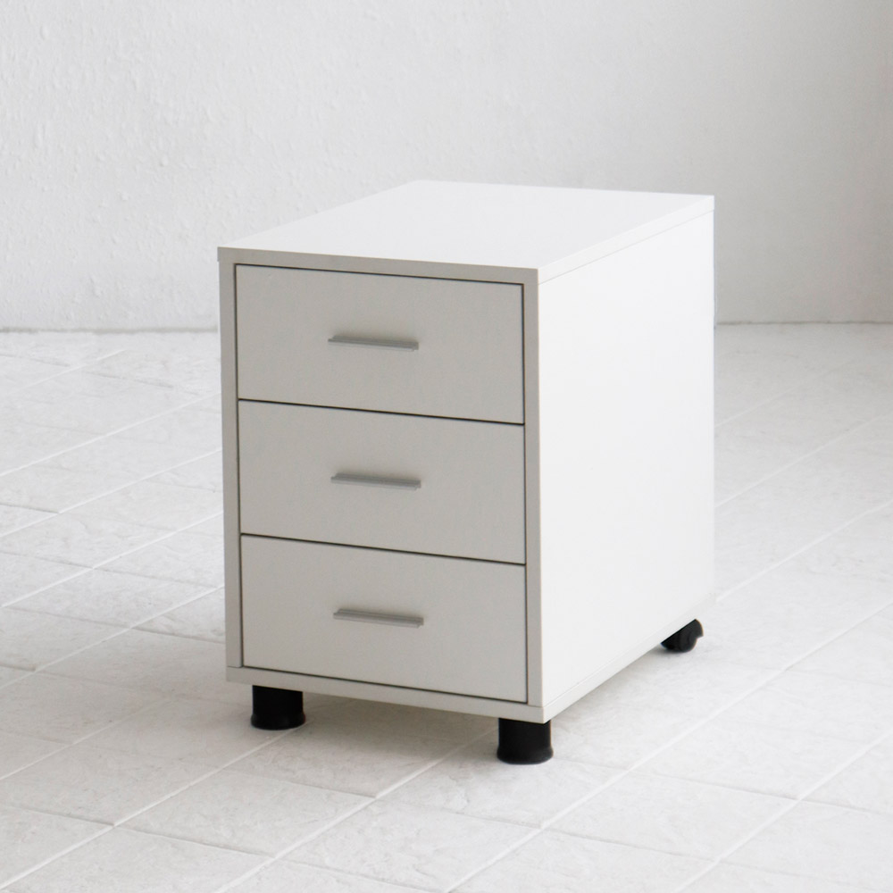 사무용 홈오피스 이동서랍 책상서랍 화이트 3단 서랍장