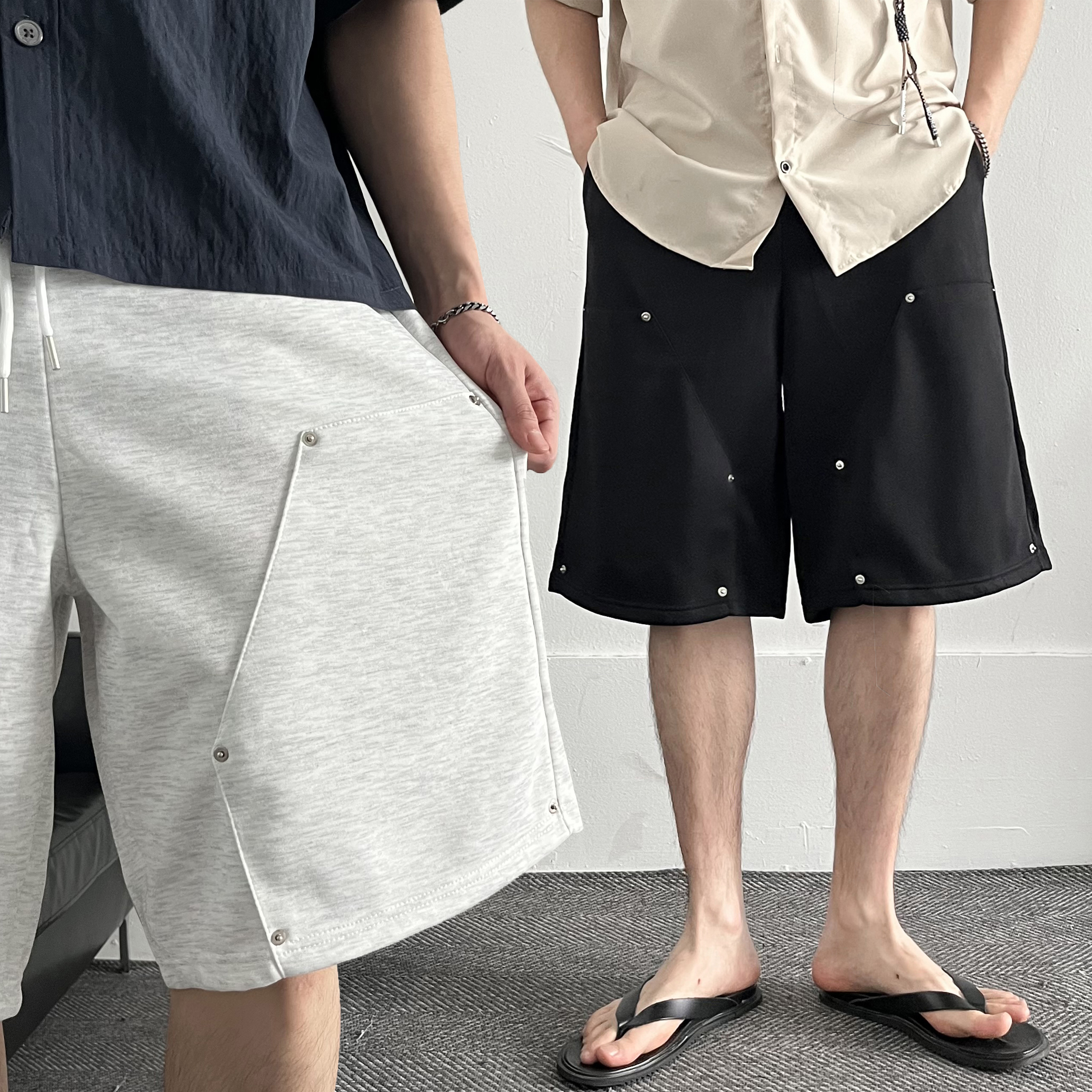 남자버뮤다팬츠 와이드반바지 벌룬팬츠 6부반바지 - 메인 이미지