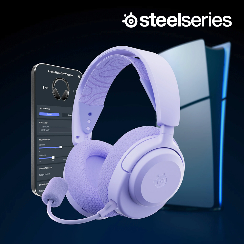 [국내정발] 스틸시리즈 노바3 초경량 무선 게이밍 헤드셋 P 라벤더