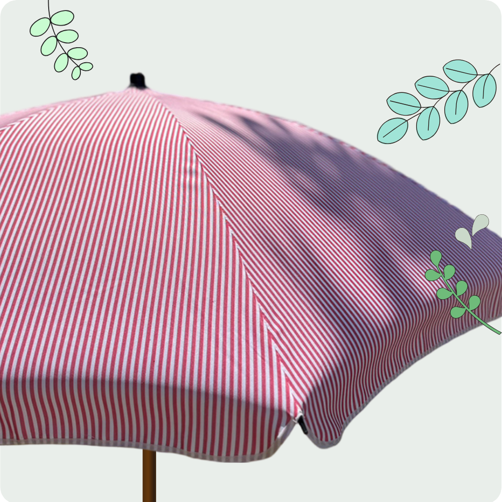 [레드 스트라이프 파라솔] 감각적 디자인 UV차단 캠핑용 각도 높이 조절