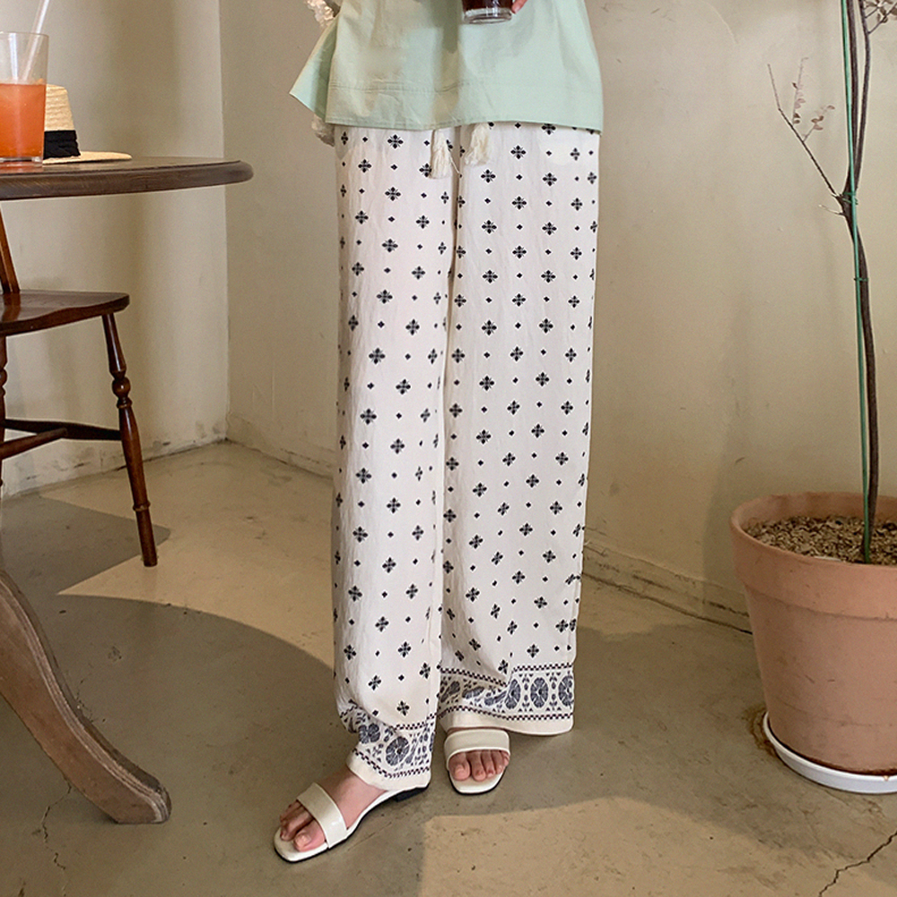 나탈리나 밴딩 와이드 팬츠 - 상품 이미지