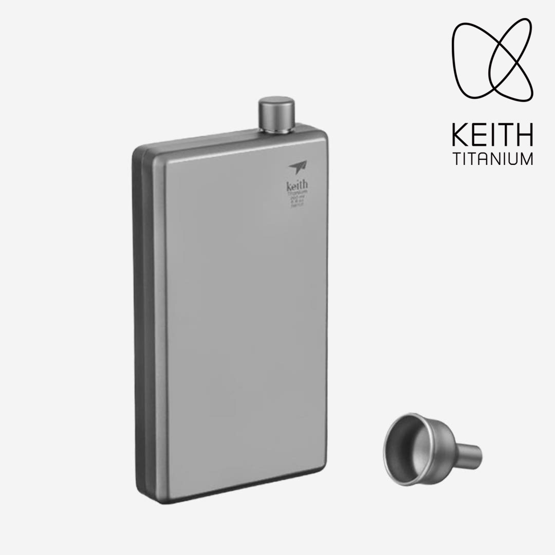 키이스 티타늄 힙 플라스크 100ml Ti9306 위스키병 등산 휴대용 물통 술병 - 상품 이미지