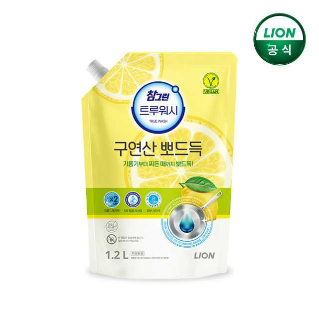 참그린 구연산 뽀드득 주방세제 레몬향 1.2L 리필x1개 - 상품 이미지