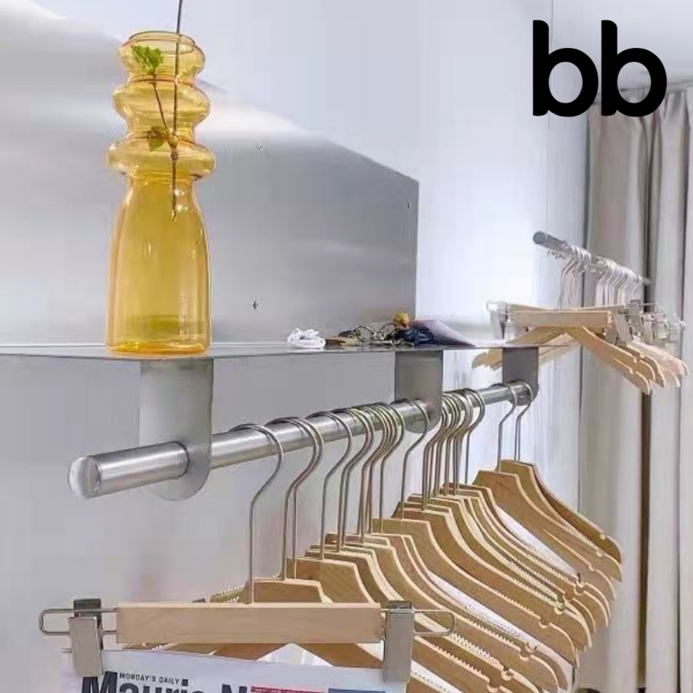 벽행거 옷가게 매장 미드센추리 스텐 벽헹거 옷장 수납 옷걸이 드레스룸 80x28x30 - 상세 이미지 2