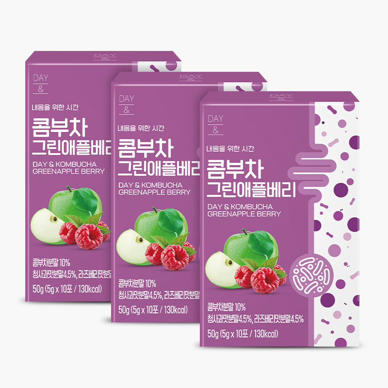 [3+1] 참앤들황토농원 데이앤 콤부차 그린애플베리맛 5g 그린애플베리, 10개입, 3개