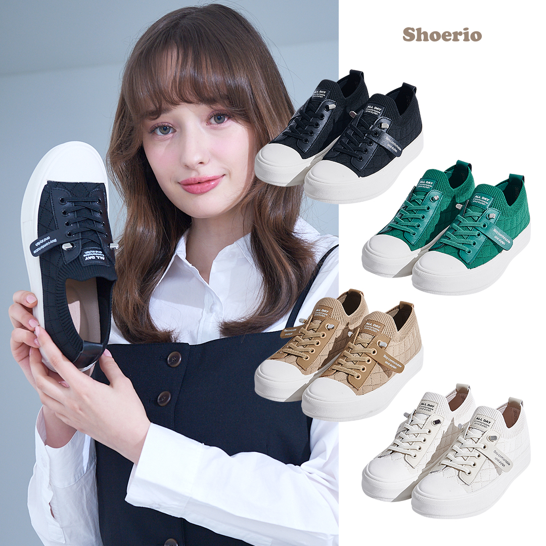 슈리오 통굽 운동화 니트 퀄팅 여성 키높이스니커즈