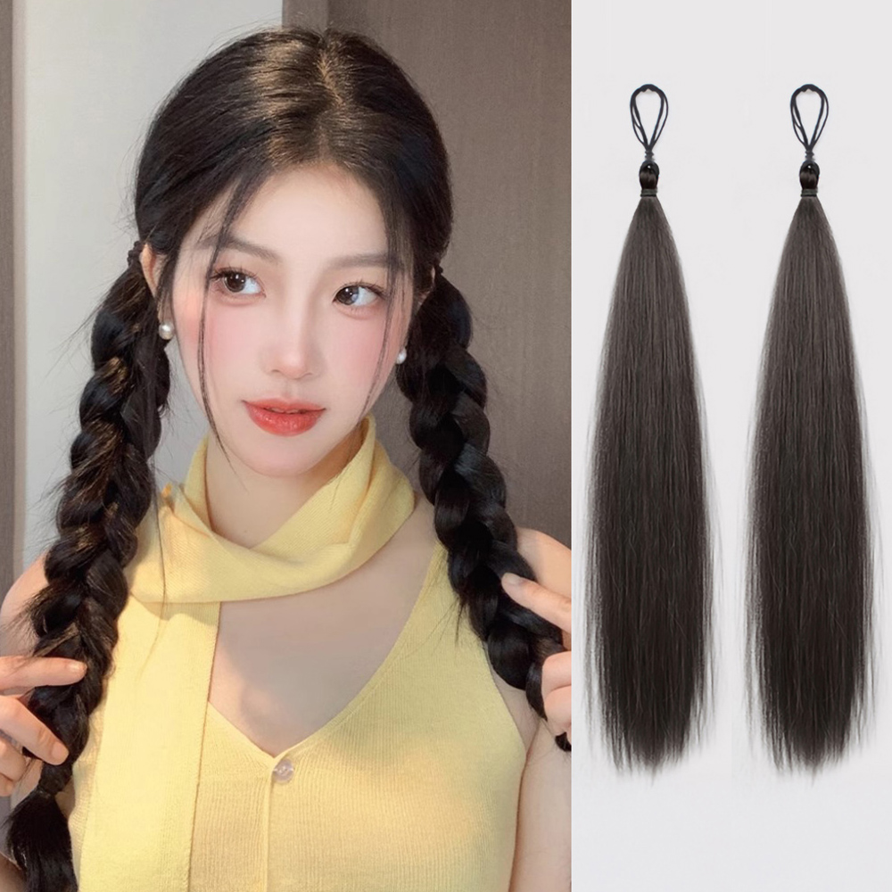 생머리 긴머리 자연스러운 부분 가발 머리끈 포니테일 헤어피스 이미지 7
