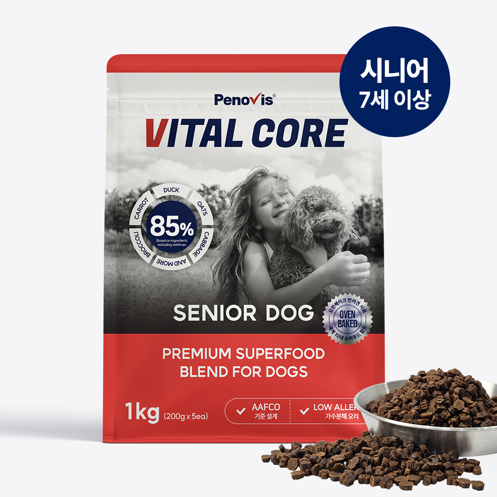 페노비스 강아지 가수분해 알러지 눈물 사료 바이탈코어 시니어, 1kg, 1개 제품 이미지