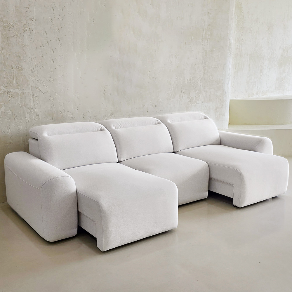 스코나 레이프 모션 슬라이딩 타이보 아쿠아텍스 리클라이너 소파 스툴미포함, 연그레이, 4인용