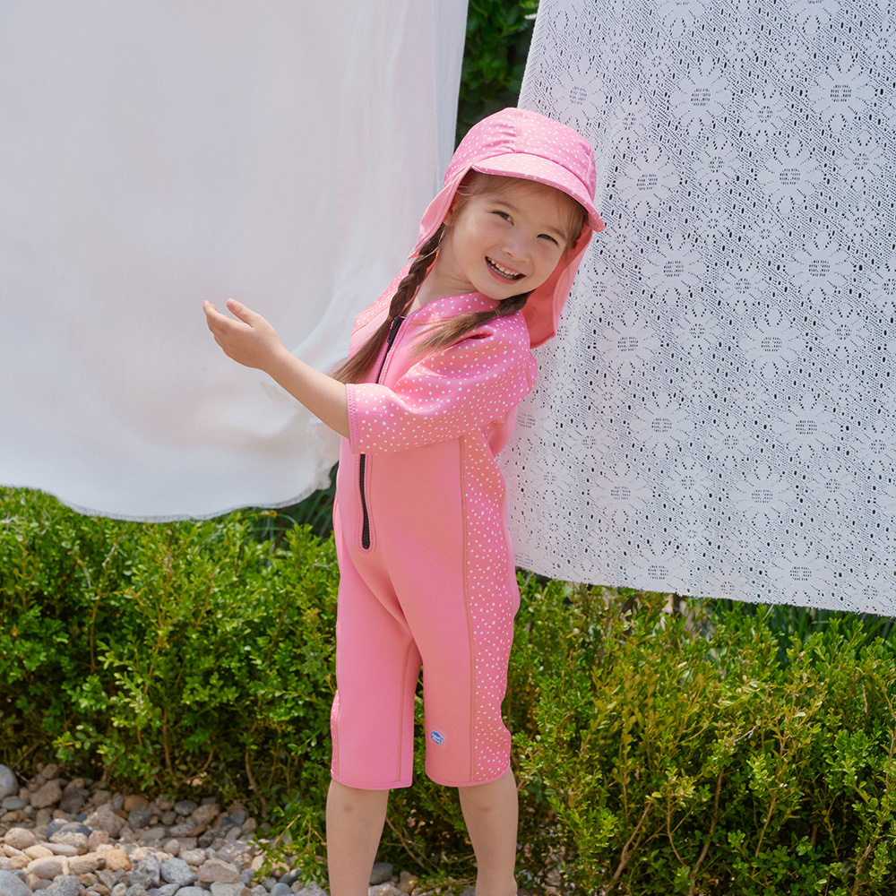 스플래쉬어바웃 쇼티 웻슈트 핑크도티 4계절 체온보호 어린이웻슈트 키즈수영복