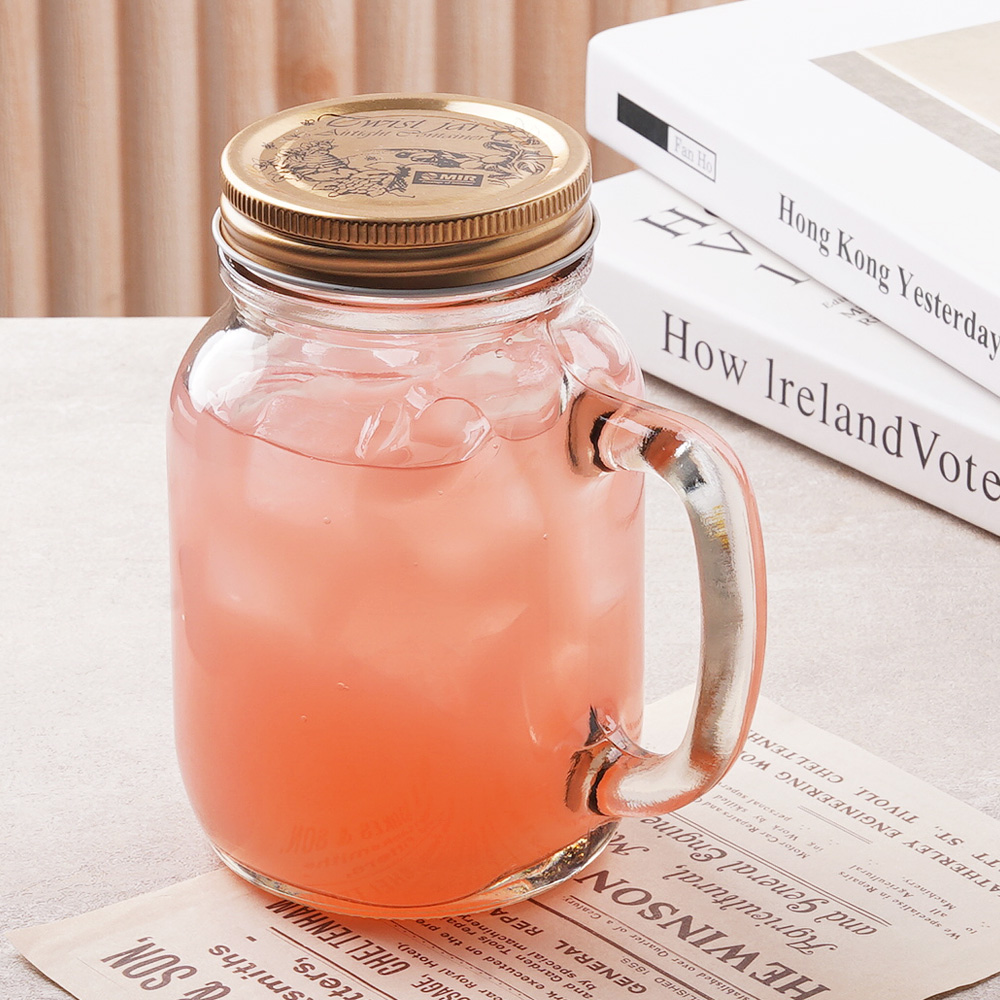 아바 드링크자 카페 뚜껑 손잡이 유리컵 아이스 커피잔 600ml, 1개, 밀폐 - 상세 이미지 2