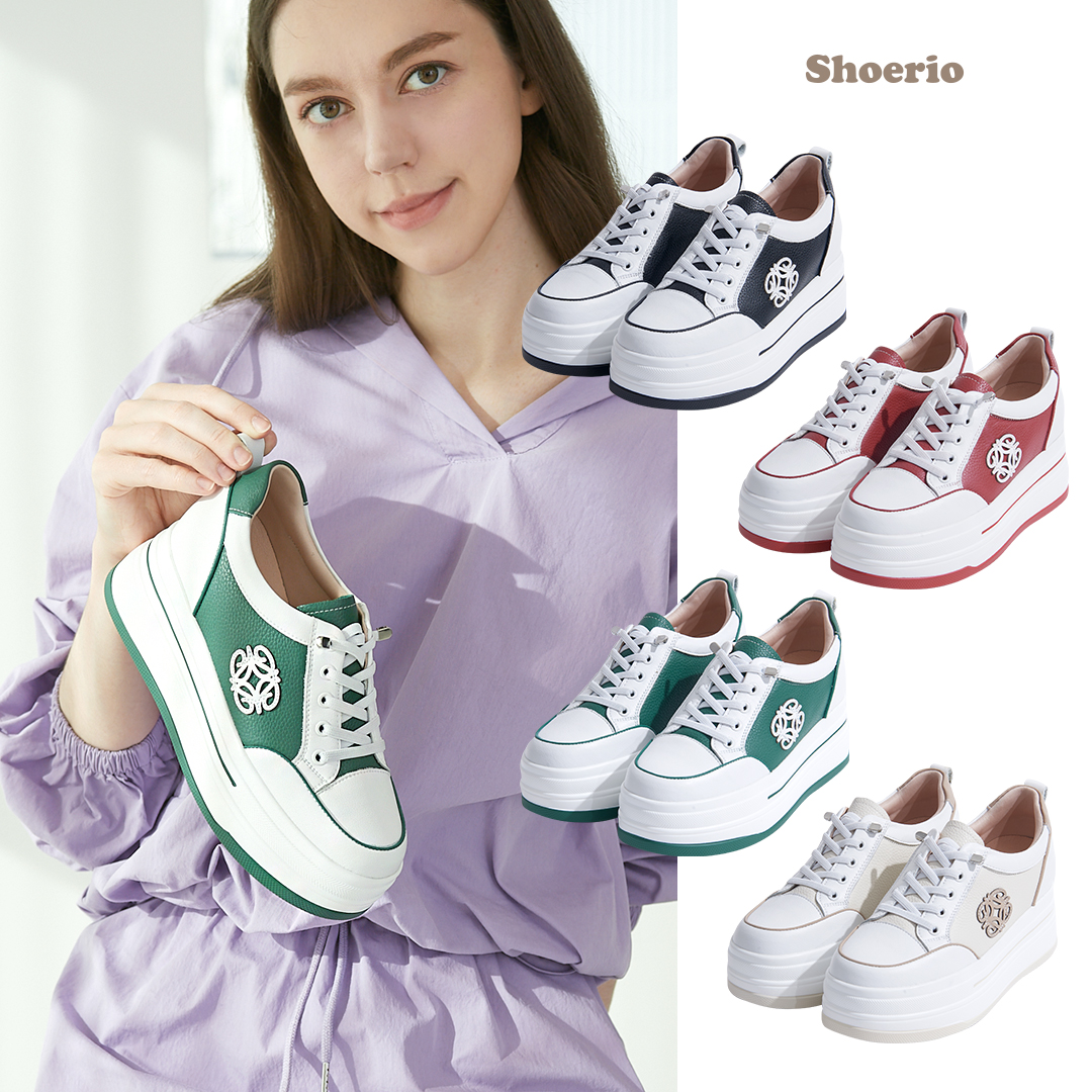 슈리오 키높이 운동화 어반 소가죽 여성 통굽스니커즈