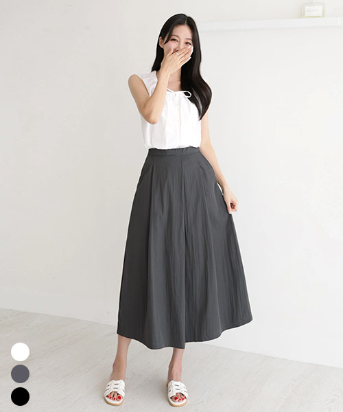 [숏/기본/~2XL] 바스락 경량 A라인 롱 스커트_264670 - 상세 이미지 5