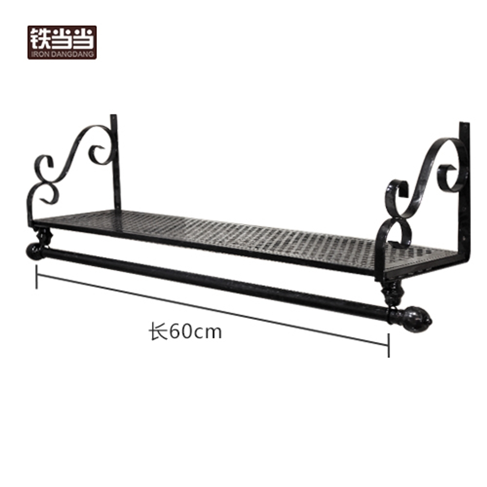 옷가게 매장 벽행거 옷걸이 빈티지 벽고정 튼튼한 수납 시스템 벽헹거 드레스룸 블랙 60cm - 상품 이미지
