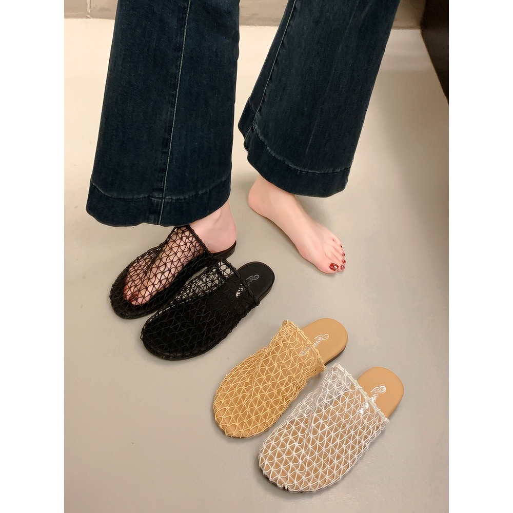 망사 메쉬 뮬슬리퍼 샌들 세련 여름 휴양지 동남아 통기성좋은 단화 시원 굽1.5CM 3컬러 - 상세 이미지 4