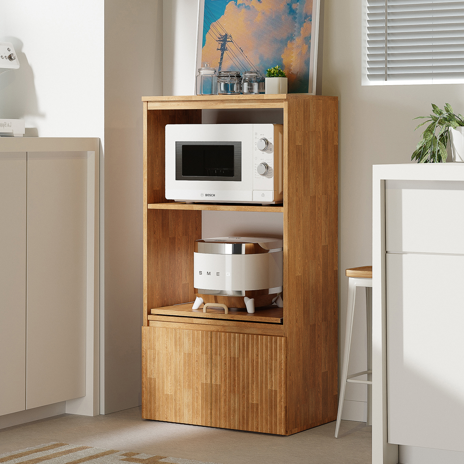 템바보드 렌지대 수납장 600 선반 밥솥 레일 미니 전자렌지대